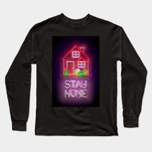 House, Red Roof and Flowerbed and Inscription Long Sleeve T-Shirt